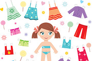 Paper doll with clothes set.