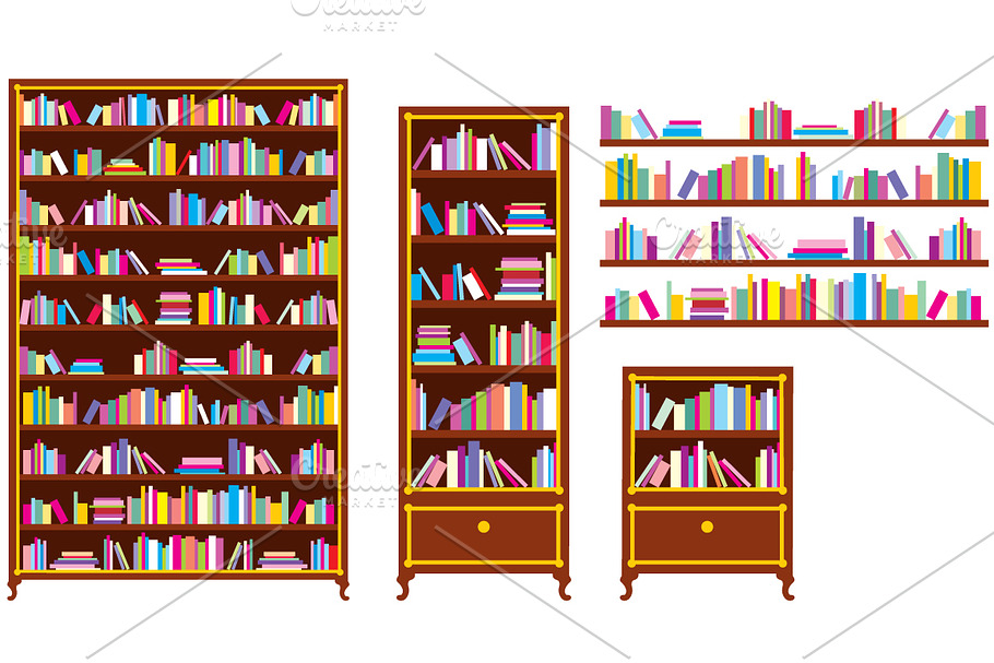 Set of bookcases and shelves. in Illustrations - product preview 8