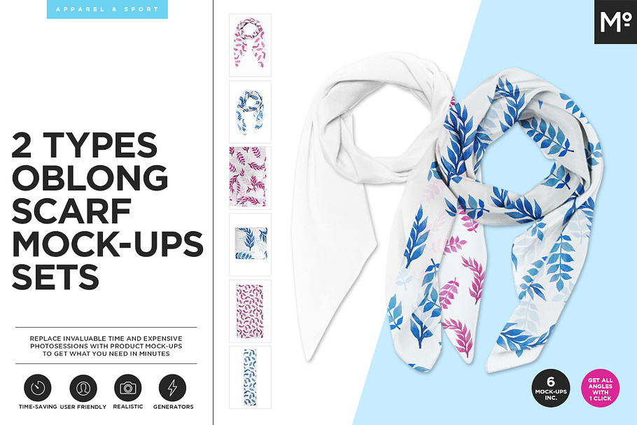 2 Types Oblong Scarfs Mock-ups in Product Mockups - product preview 8