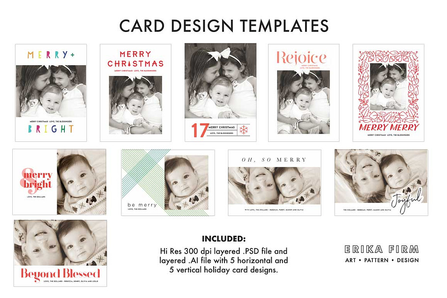 Modern Christmas Card Templates in Card Templates - product preview 8