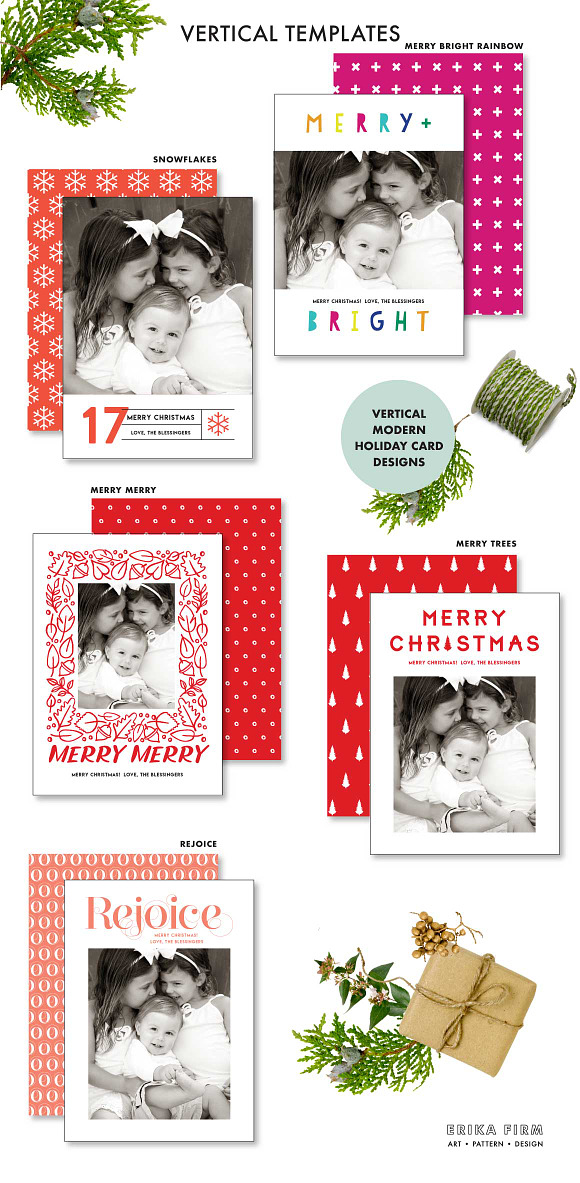 Modern Christmas Card Templates in Card Templates - product preview 2
