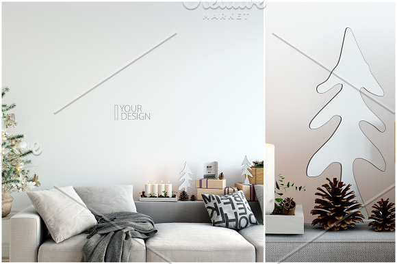 Christmas Wall Mockups in Print Mockups - product preview 1