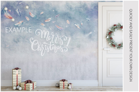 Christmas Wall Mockups in Print Mockups - product preview 5