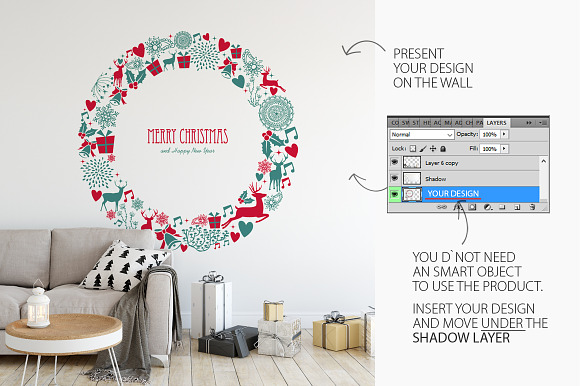 Christmas Wall Mockups in Print Mockups - product preview 10