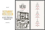 Restaurant menu design with a sketch