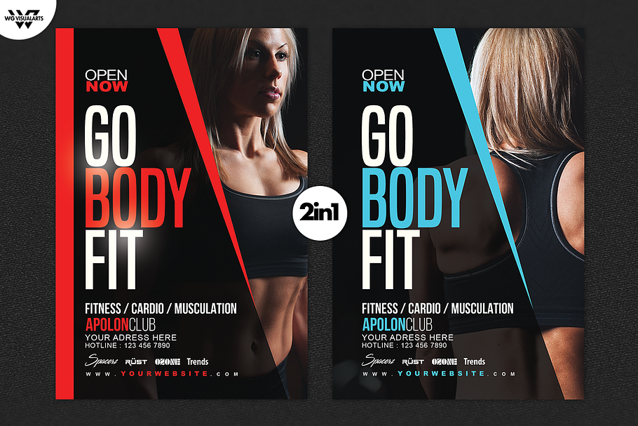 2in1 Fitness Workout Flyer Template