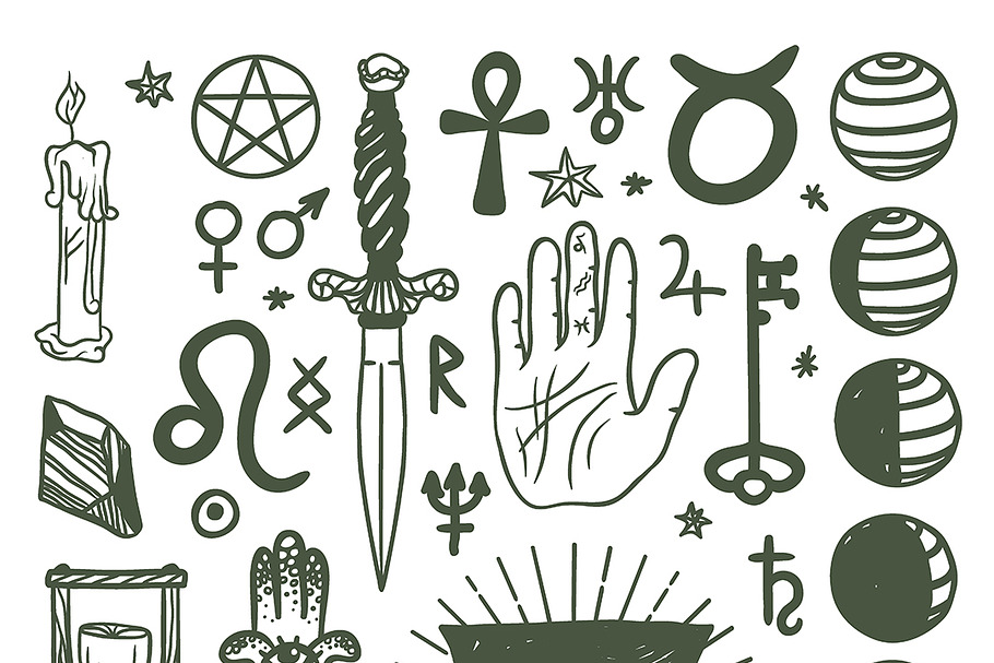 vector esoteric symbols sketch icons