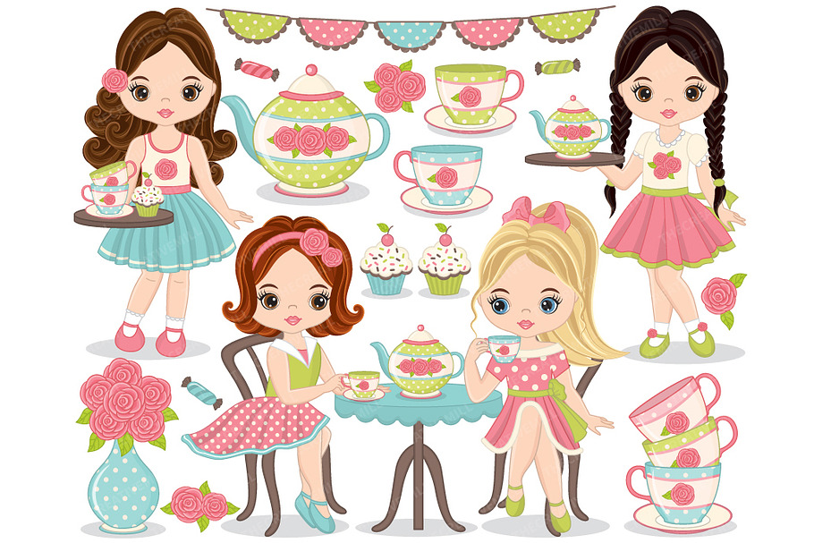 Vector Tea Party Set in Illustrations - product preview 8