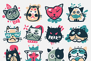Cartoon cat heads vector kitty faces