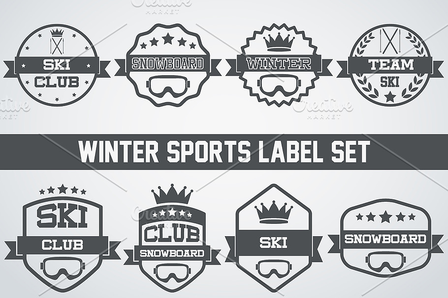 Set of Snowboarding or SKI Labels in Graphics - product preview 8