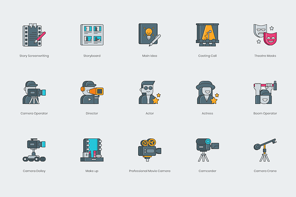 60 Video Production Icons in Movie Icons - product preview 1