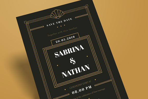 Art Deco Wedding Invitation in Wedding Templates - product preview 1