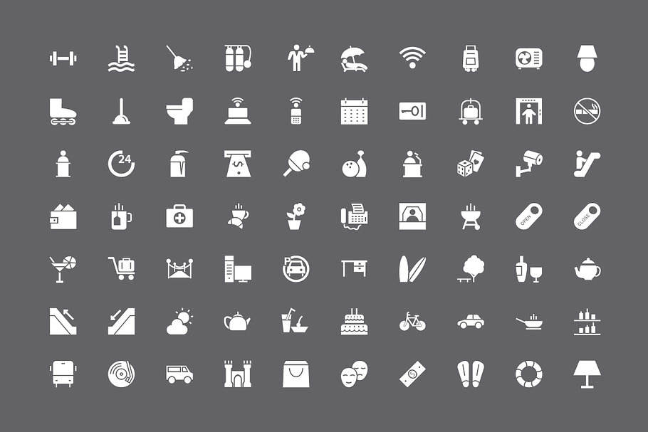 250 Hotel and Restaurant Vector Icon in Graphics - product preview 8