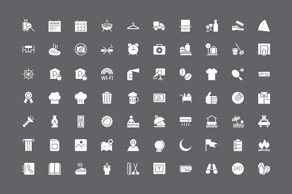 250 Hotel and Restaurant Vector Icon in Graphics - product preview 2