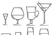 Icons glasses for alcoholic drinks