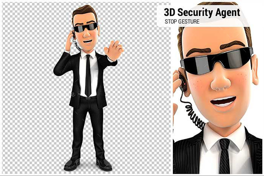 3D Security Agent Stop Gesture