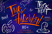 Inky Halloween Lettering & Clipart