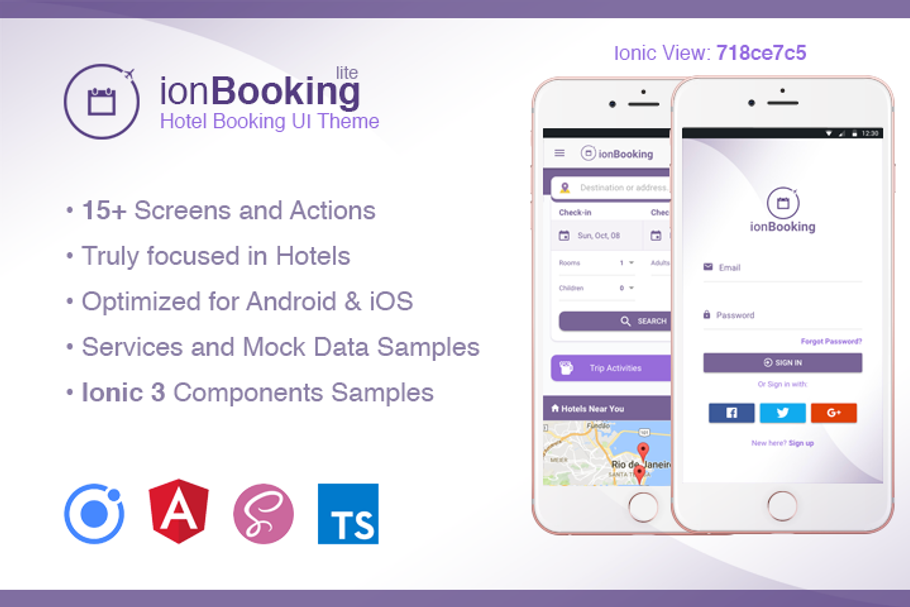 Ionic 3 Hotel Booking Theme Lite in HTML/CSS Themes - product preview 8