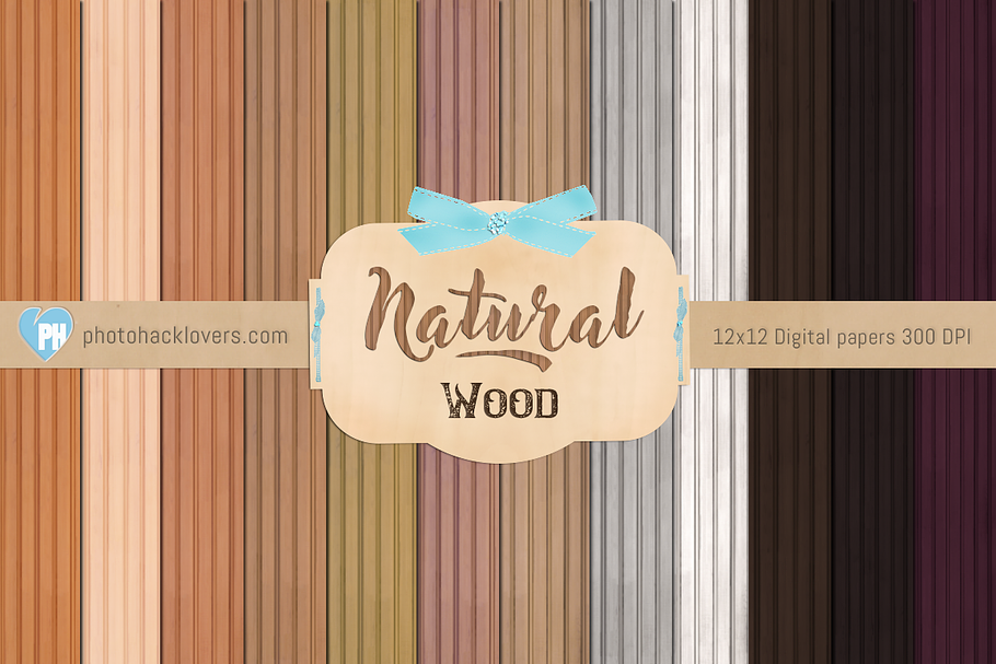 Natural Wood Digital Paper in Textures - product preview 8