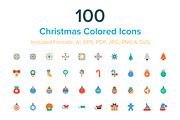 100 Christmas Colored Icons