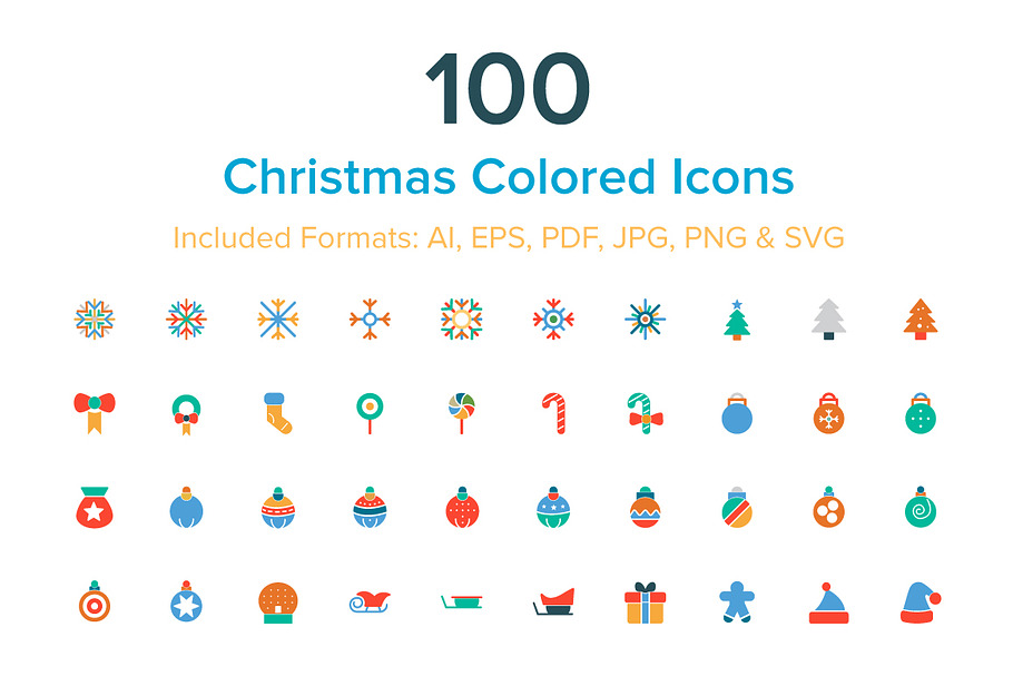 100 Christmas Colored Icons in Graphics - product preview 8