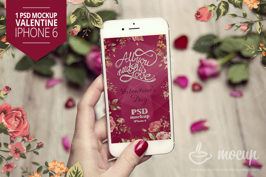 iPhone 6 PSD Mockup Valentine in Mobile & Web Mockups - product preview 8