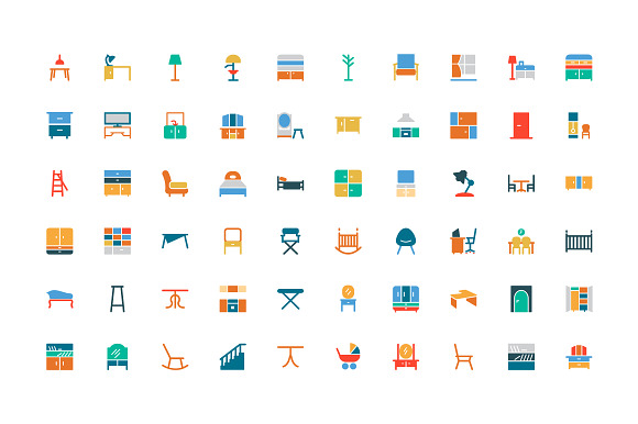 100 Furniture Colored Icons in Graphics - product preview 1