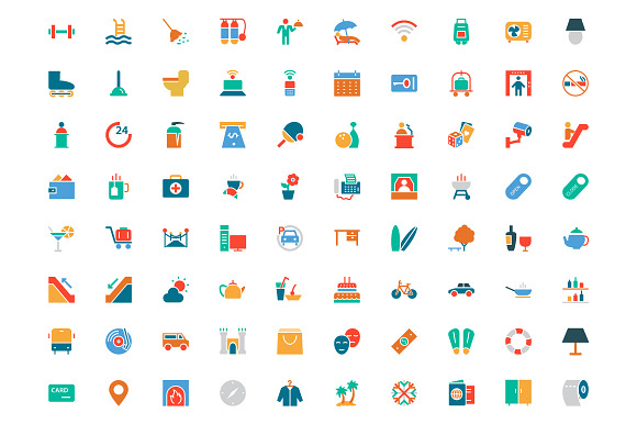 Hotel and Restaurant Colored Icons in Graphics - product preview 1