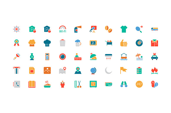 Hotel and Restaurant Colored Icons in Graphics - product preview 3