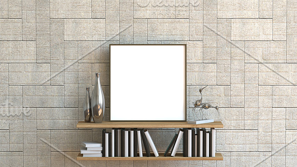 Square White Frame Mockup, Poster in Print Mockups - product preview 3
