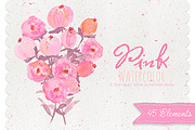 Watercolor Pink Flower Clipart
