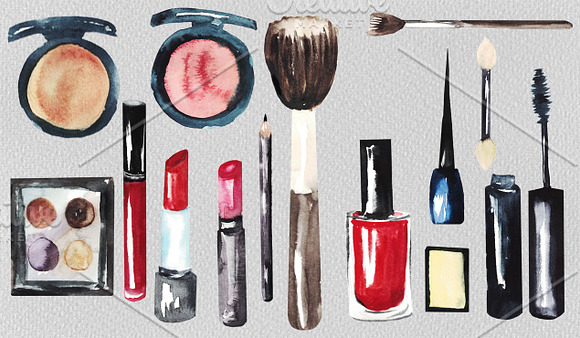Watercolor cosmetics in Illustrations - product preview 1