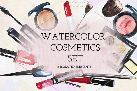 Watercolor cosmetics in Illustrations - product preview 3