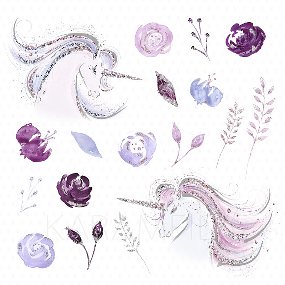 Dreaming Unicorns Clipart in Illustrations - product preview 1