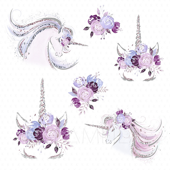Dreaming Unicorns Clipart in Illustrations - product preview 4