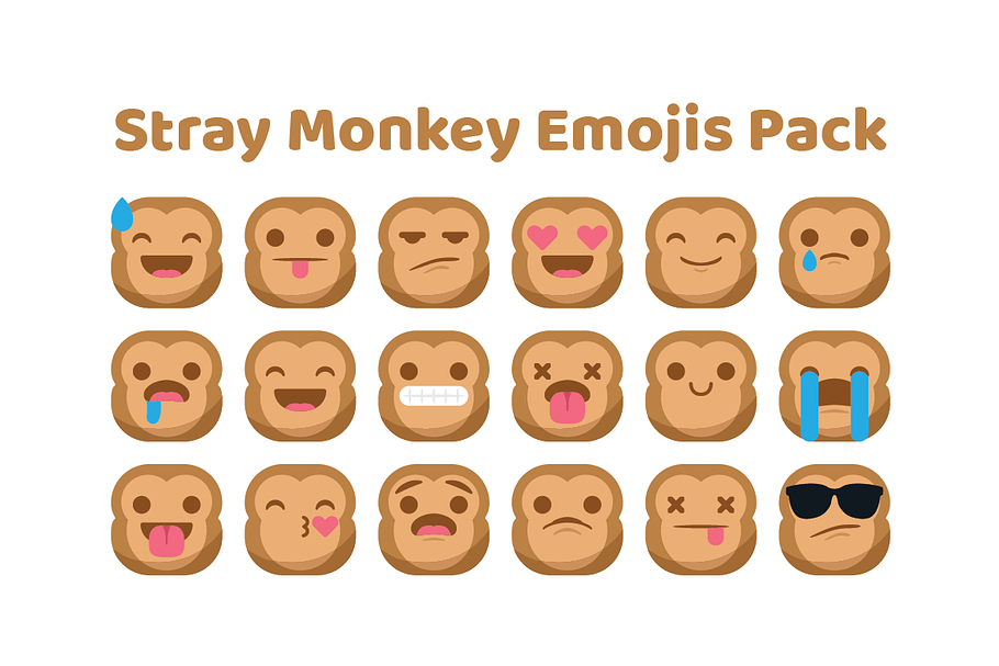 Stray Monkey Emojis Pack in Smiley Icons - product preview 8