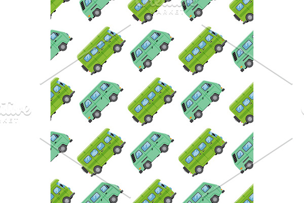 Campers vacation travel car summer seamless pattern trailer house vector illustration flat transport
