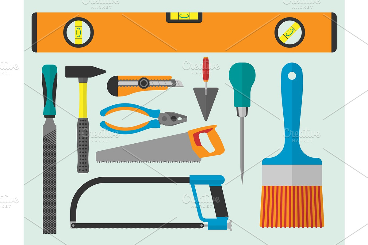 Vector various color flat design house repair instruments equipment icons construction house tools. in Illustrations - product preview 8