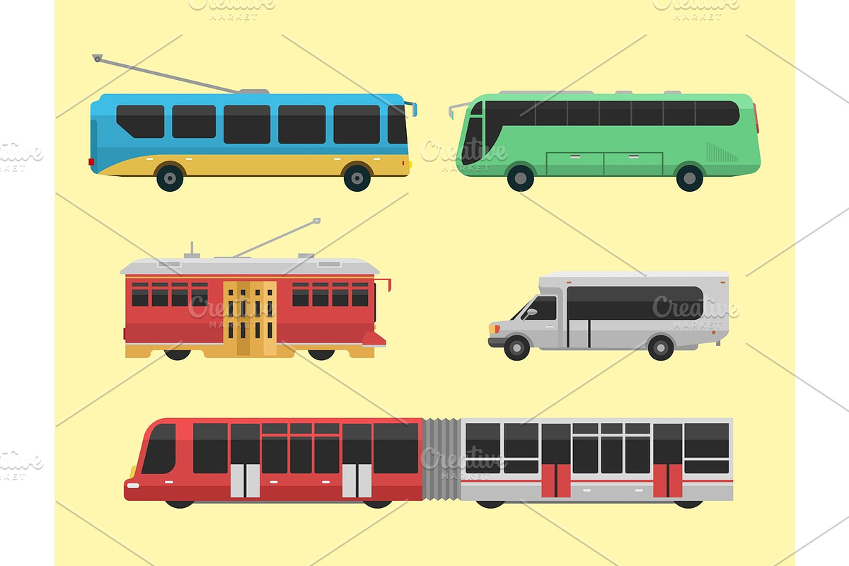 City transport public industry vector flat illustrations traffic vehicle street tourism modern business cityscape travel way. in Illustrations - product preview 8