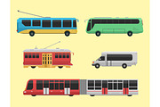 City transport public industry vector flat illustrations traffic vehicle street tourism modern business cityscape travel way.