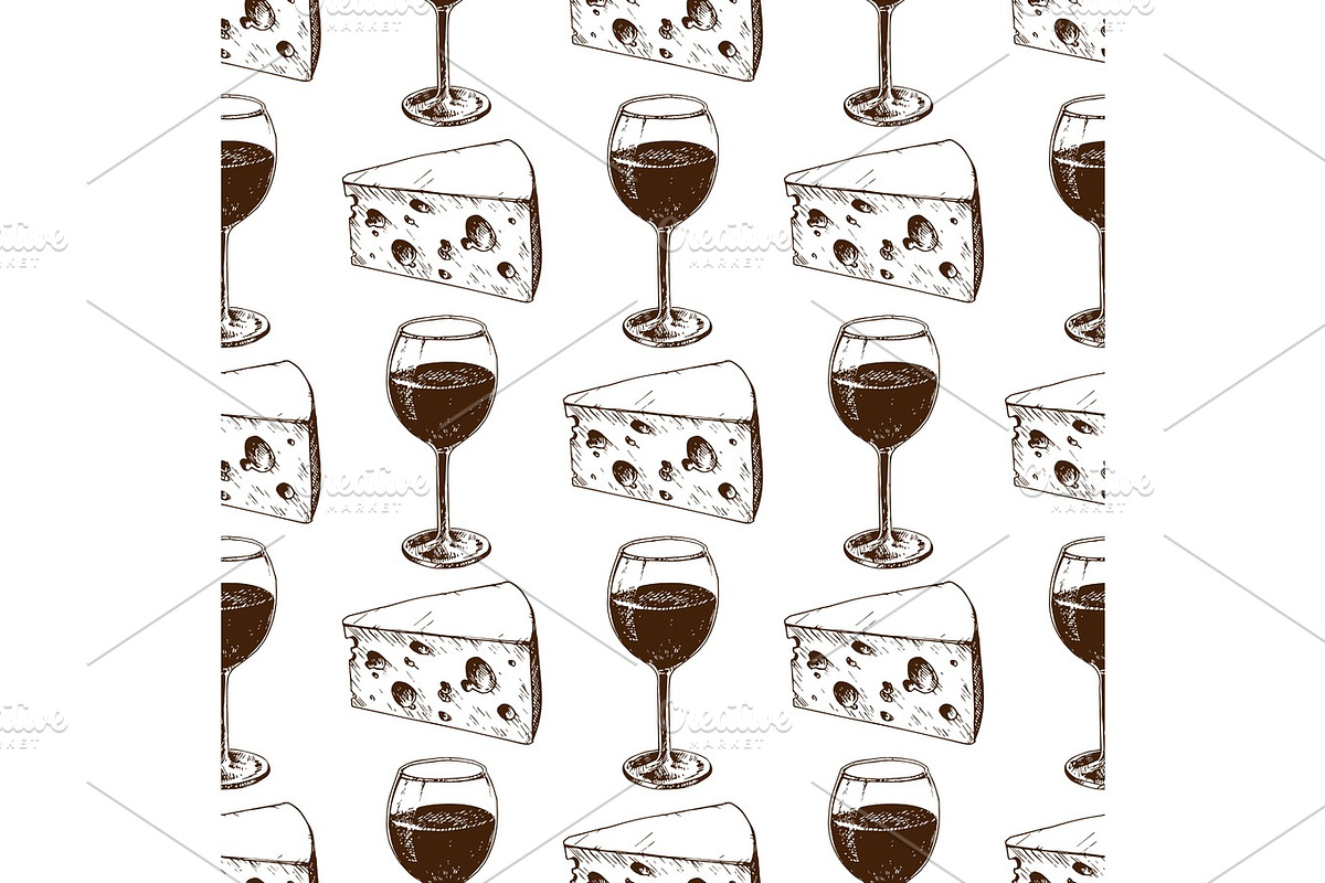 Winery making harvest wine glass seamless pattern industry alcohol production vector illustration in Illustrations - product preview 8