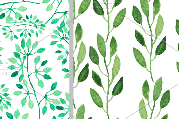 Watercolor Green Leaves Clipart in Illustrations - product preview 3