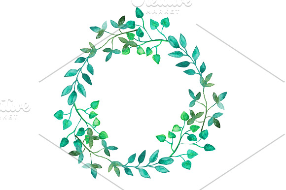 Watercolor Green Leaves Clipart in Illustrations - product preview 6