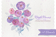 Watercolor Purple Peonies Clipart