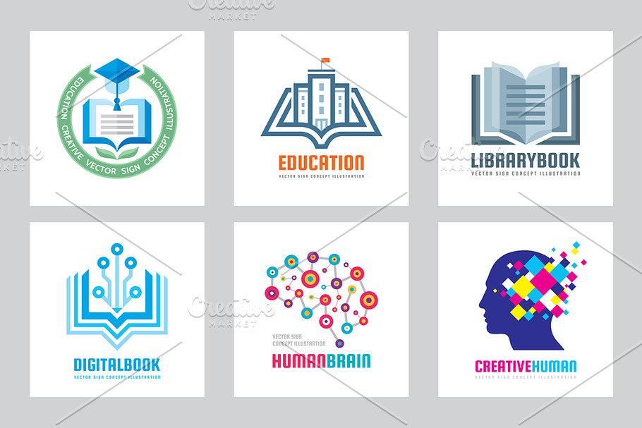 Education Vector Logo Set Creative Logo Templates Creative