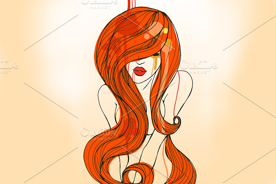Young woman with long hair in Illustrations - product preview 8