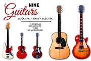 9 Guitars -Basso, Electric, Acoustic