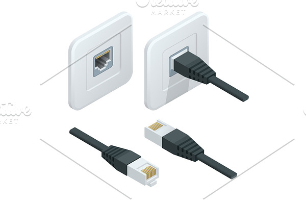 Isometric LAN cable network internet