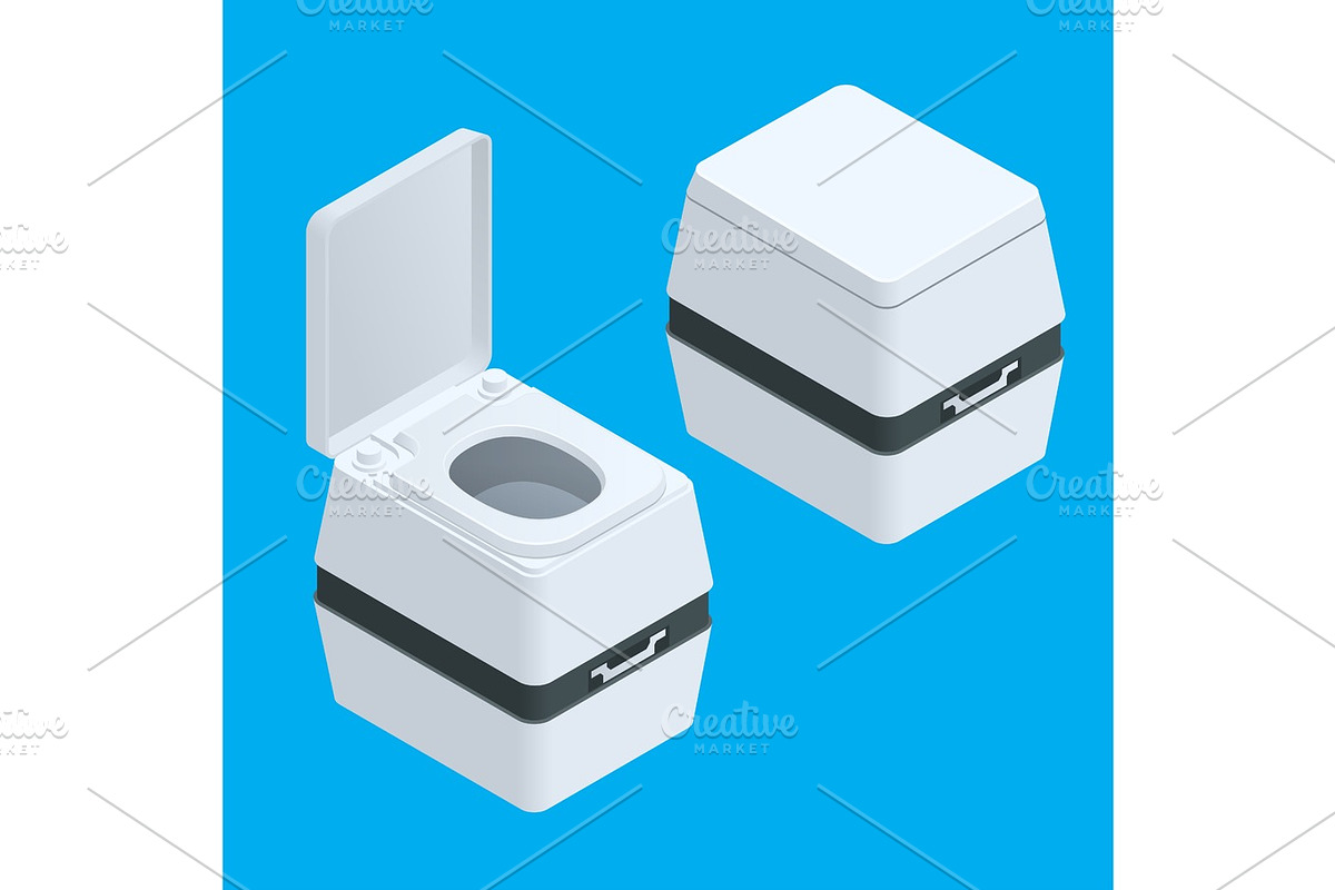 Isometric Small bio toilet in Objects - product preview 8