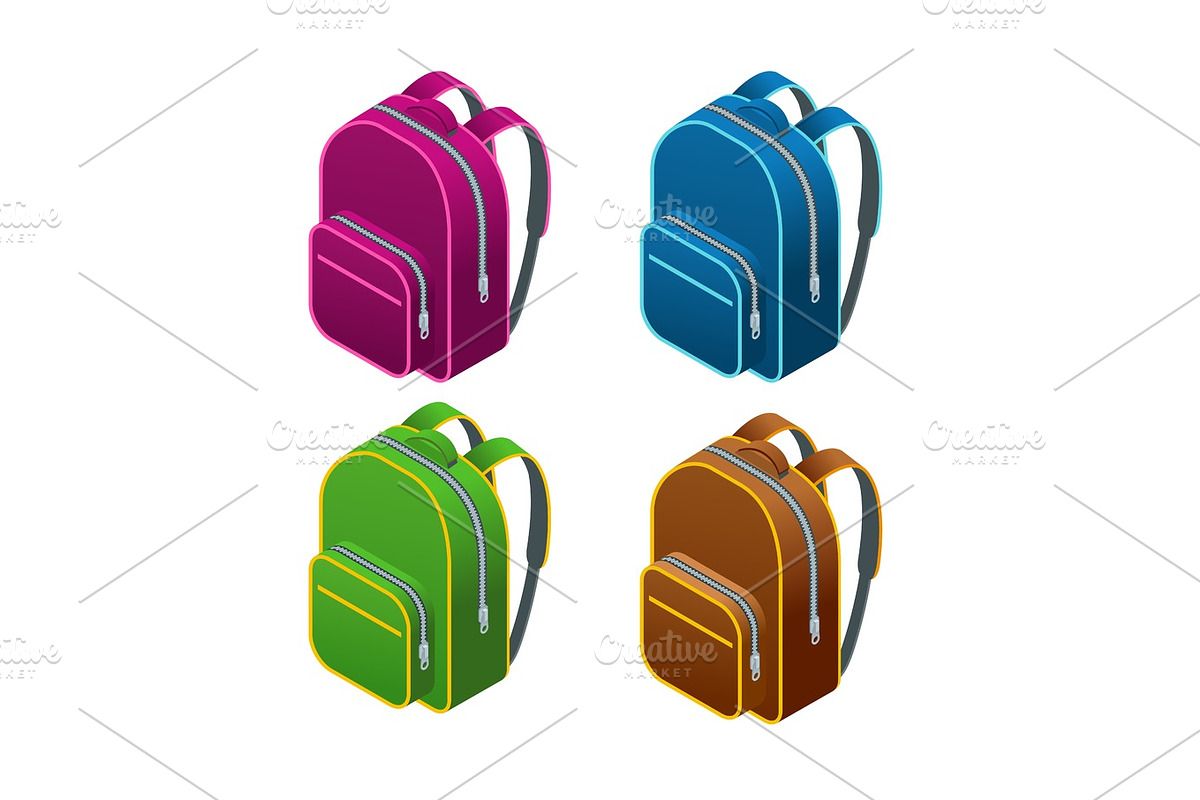 Isometric school bag. in Illustrations - product preview 8